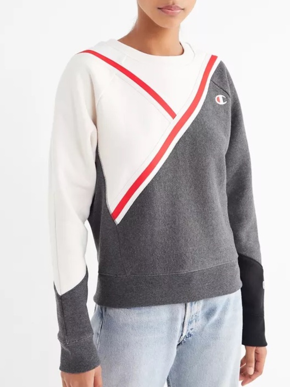 Champion Reverse Weave Color Block Crewneck Sweatshirt Size Large